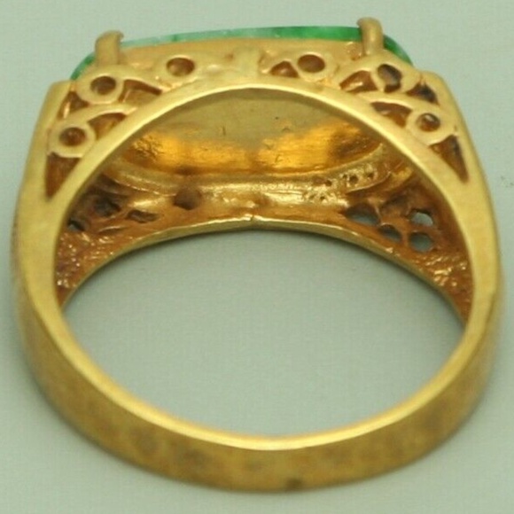 Cert'd Genuine Untreated Green A Jadeite Jade 925 Silver US 6 Ring - Picture 4 of 12